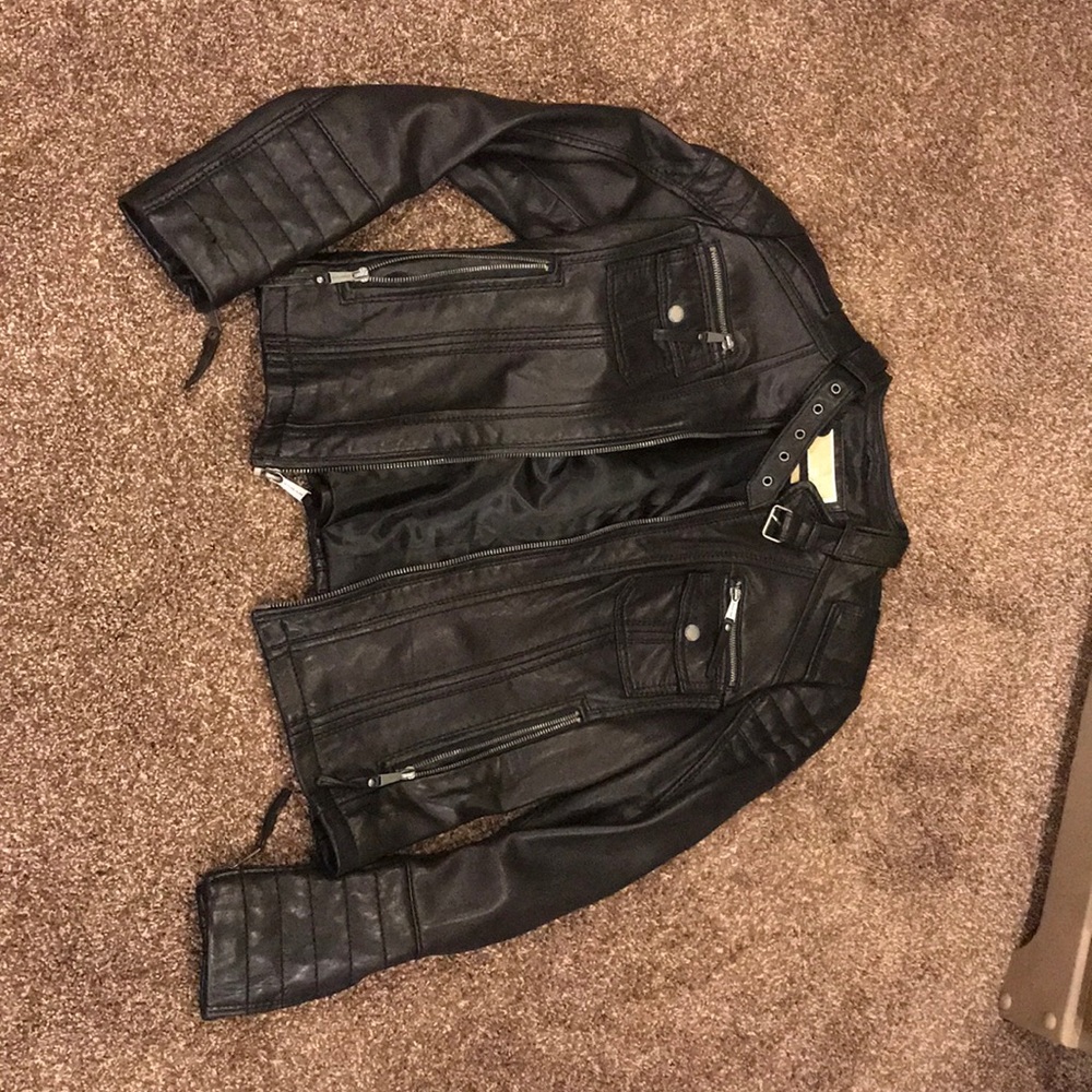 michael kors black leather jacket
